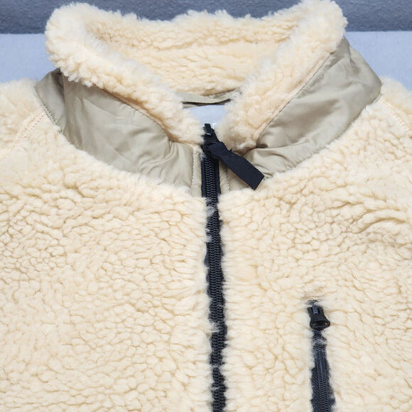 Everlane‎ ReNew Sherpa Full Zip Jacket Mock Neck Beige Pockets Men's Sz L NWOT - Picture 4 of 6